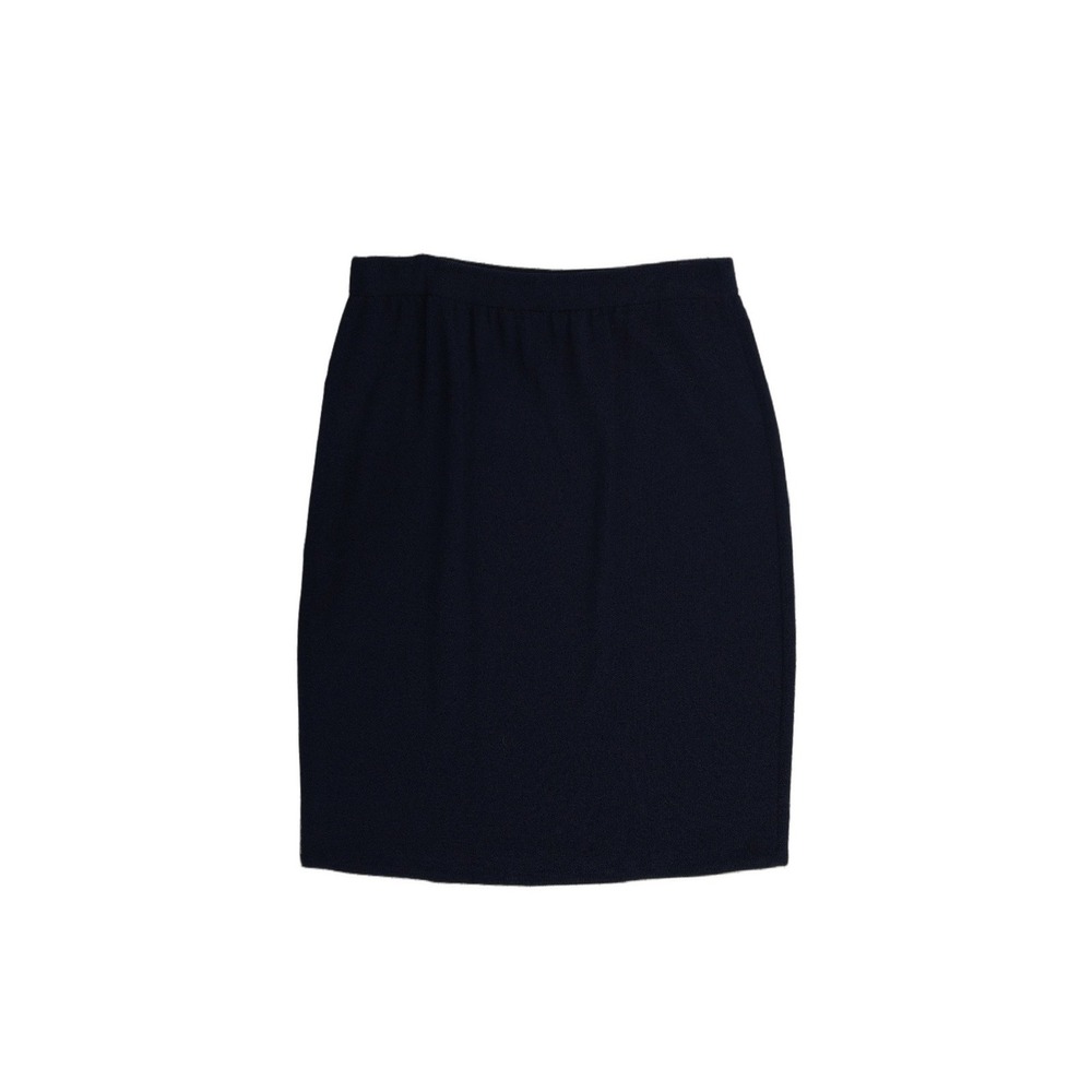 St John Basics Knit Skirt Womens Size Large Navy Santana Straight Elastic Waist